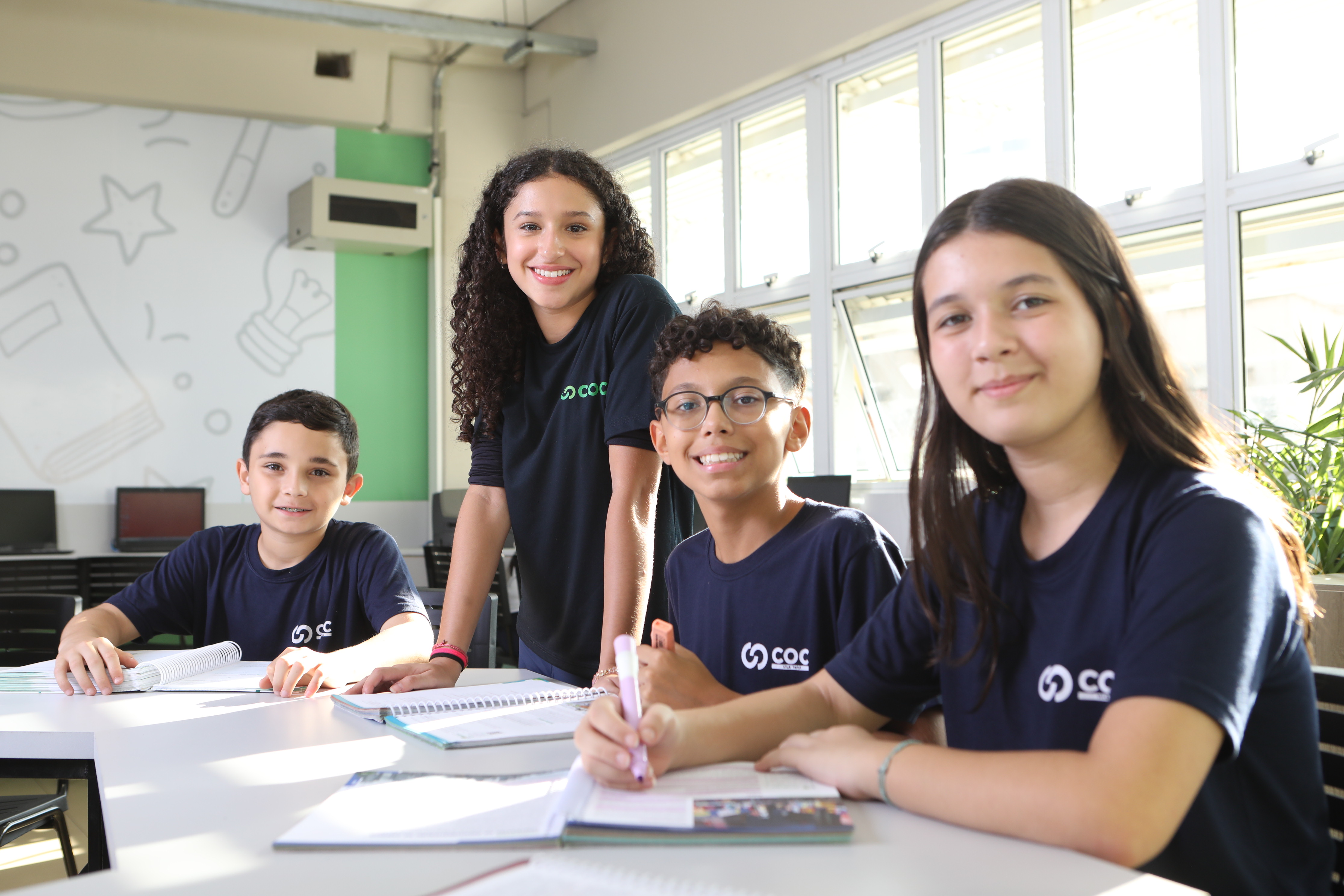 grupos de alunos juntos do fundamental 2